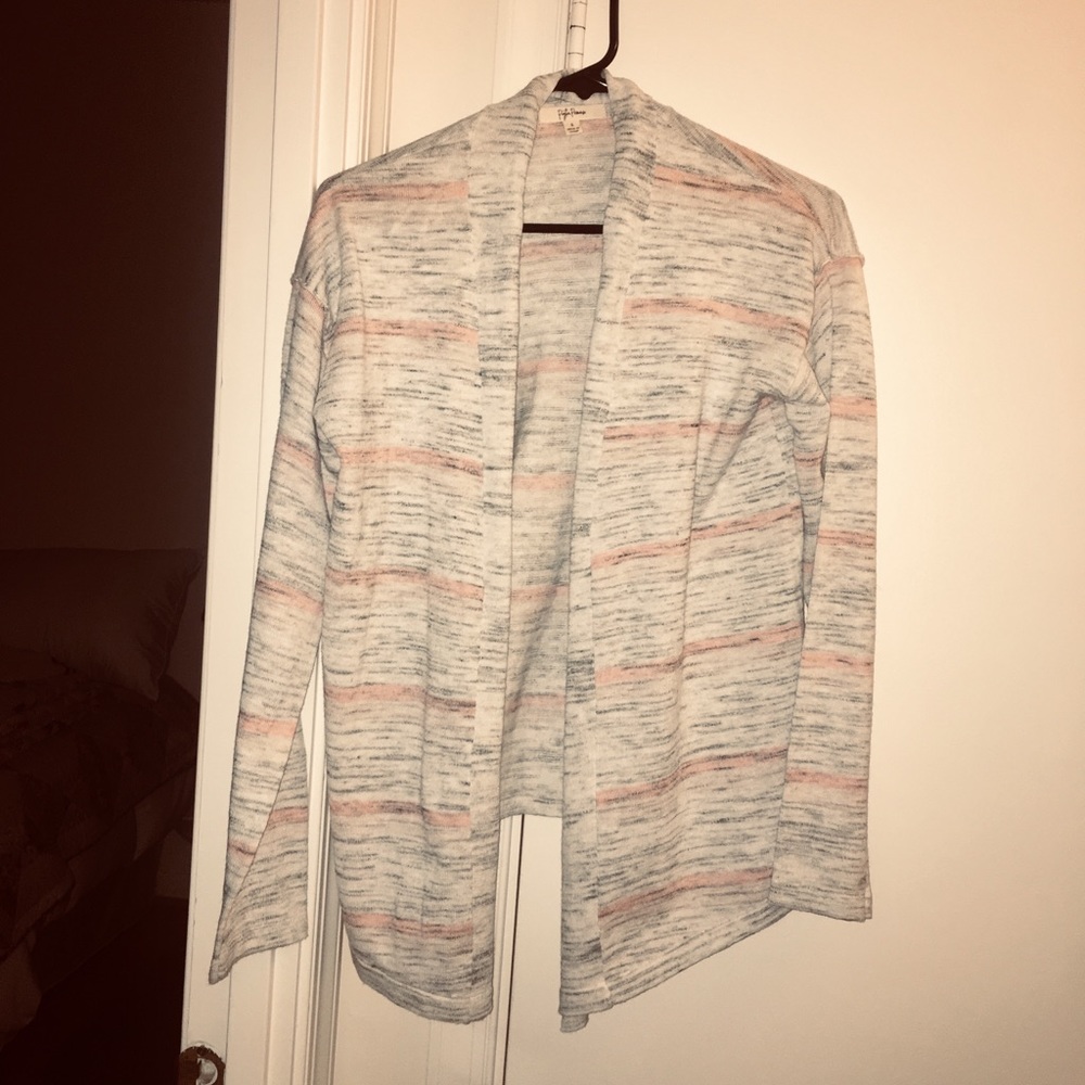 Peyton Primrose pink gray open cardigan small